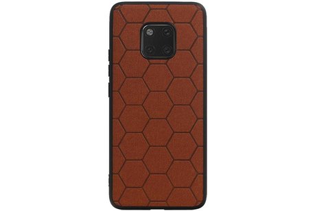 Hexagon Hard Case - Telefoonhoesje - Backcover Hoesje - achterkant hoesje - Geschikt voor Huawei Mate 20 Pro - Bruin