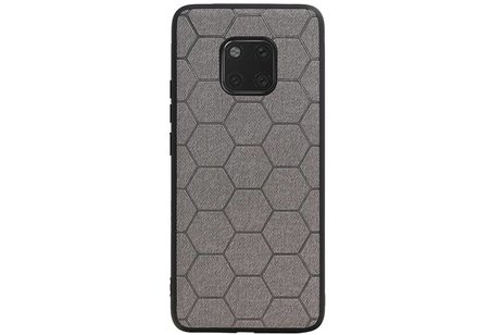 Hexagon Hard Case - Telefoonhoesje - Backcover Hoesje - achterkant hoesje - Geschikt voor Huawei Mate 20 Pro - Grijs