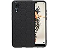 Hexagon Hard Case - Telefoonhoesje - Backcover Hoesje - achterkant hoesje - Geschikt voor Huawei P20 - Zwart