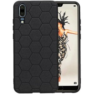 Hexagon Hard Case - Telefoonhoesje - Backcover Hoesje - achterkant hoesje - Geschikt voor Huawei P20 - Zwart