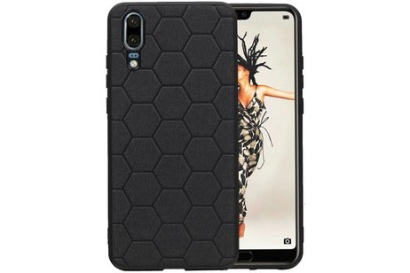BAOHU Hexagon Hard Case - Telefoonhoesje - Backcover Hoesje - achterkant hoesje - Geschikt voor Huawei P20 - Zwart