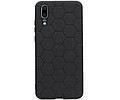 Hexagon Hard Case - Telefoonhoesje - Backcover Hoesje - achterkant hoesje - Geschikt voor Huawei P20 - Zwart