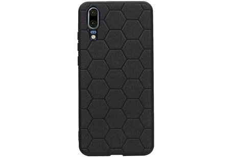 Hexagon Hard Case - Telefoonhoesje - Backcover Hoesje - achterkant hoesje - Geschikt voor Huawei P20 - Zwart