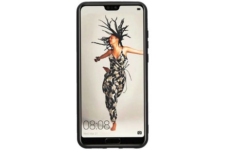 BAOHU Hexagon Hard Case - Telefoonhoesje - Backcover Hoesje - achterkant hoesje - Geschikt voor Huawei P20 - Zwart