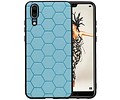 Hexagon Hard Case - Telefoonhoesje - Backcover Hoesje - achterkant hoesje - Geschikt voor Huawei P20 - Blauw