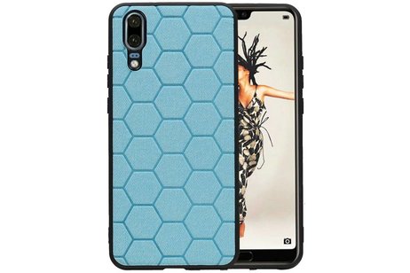 Hexagon Hard Case - Telefoonhoesje - Backcover Hoesje - achterkant hoesje - Geschikt voor Huawei P20 - Blauw