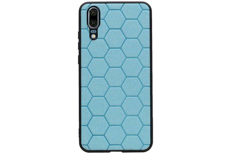 Hexagon Hard Case - Telefoonhoesje - Backcover Hoesje - achterkant hoesje - Geschikt voor Huawei P20 - Blauw