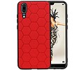 BAOHU Hexagon Hard Case - Telefoonhoesje - Backcover Hoesje - achterkant hoesje - Geschikt voor Huawei P20 - Rood