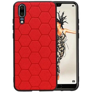 BAOHU Hexagon Hard Case - Telefoonhoesje - Backcover Hoesje - achterkant hoesje - Geschikt voor Huawei P20 - Rood