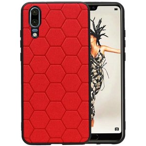 Hexagon Hard Case - Telefoonhoesje - Backcover Hoesje - achterkant hoesje - Geschikt voor Huawei P20 - Rood