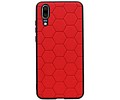 Hexagon Hard Case - Telefoonhoesje - Backcover Hoesje - achterkant hoesje - Geschikt voor Huawei P20 - Rood