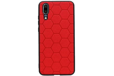 Hexagon Hard Case - Telefoonhoesje - Backcover Hoesje - achterkant hoesje - Geschikt voor Huawei P20 - Rood