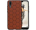 Hexagon Hard Case - Telefoonhoesje - Backcover Hoesje - achterkant hoesje - Geschikt voor Huawei P20 - Bruin