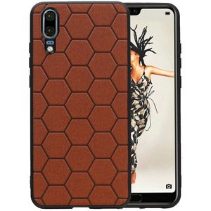 Hexagon Hard Case - Telefoonhoesje - Backcover Hoesje - achterkant hoesje - Geschikt voor Huawei P20 - Bruin