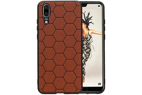 BAOHU Hexagon Hard Case - Telefoonhoesje - Backcover Hoesje - achterkant hoesje - Geschikt voor Huawei P20 - Bruin