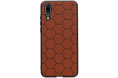 Hexagon Hard Case - Telefoonhoesje - Backcover Hoesje - achterkant hoesje - Geschikt voor Huawei P20 - Bruin