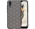 Hexagon Hard Case - Telefoonhoesje - Backcover Hoesje - achterkant hoesje - Geschikt voor Huawei P20 - Grijs