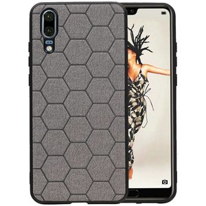 Hexagon Hard Case - Telefoonhoesje - Backcover Hoesje - achterkant hoesje - Geschikt voor Huawei P20 - Grijs