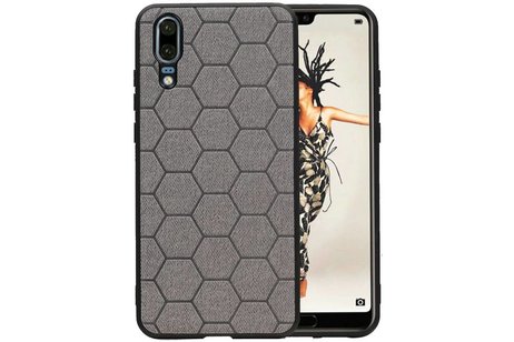 BAOHU Hexagon Hard Case - Telefoonhoesje - Backcover Hoesje - achterkant hoesje - Geschikt voor Huawei P20 - Grijs
