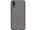 Hexagon Hard Case - Telefoonhoesje - Backcover Hoesje - achterkant hoesje - Geschikt voor Huawei P20 - Grijs