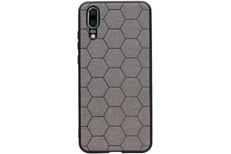 Hexagon Hard Case - Telefoonhoesje - Backcover Hoesje - achterkant hoesje - Geschikt voor Huawei P20 - Grijs