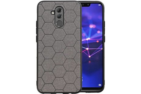 Hexagon Hard Case - Telefoonhoesje - Backcover Hoesje - achterkant hoesje - Geschikt voor Huawei P20 Lite - Grijs