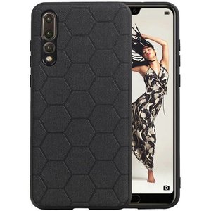 Hexagon Hard Case - Telefoonhoesje - Backcover Hoesje - achterkant hoesje - Geschikt voor Huawei P20 Pro - Zwart