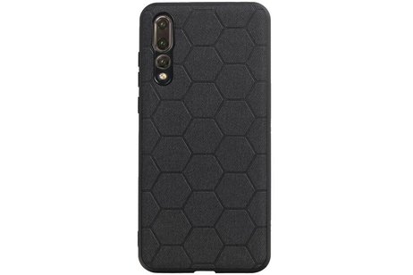 Hexagon Hard Case - Telefoonhoesje - Backcover Hoesje - achterkant hoesje - Geschikt voor Huawei P20 Pro - Zwart