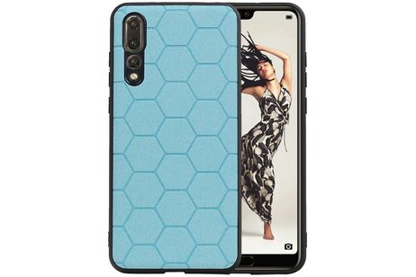 Hexagon Hard Case - Telefoonhoesje - Backcover Hoesje - achterkant hoesje - Geschikt voor Huawei P20 Pro - Blauw