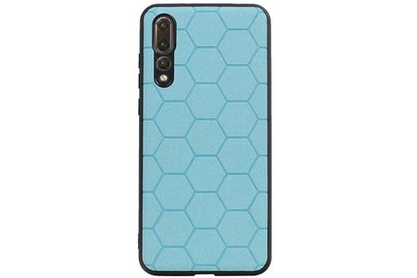 Hexagon Hard Case - Telefoonhoesje - Backcover Hoesje - achterkant hoesje - Geschikt voor Huawei P20 Pro - Blauw