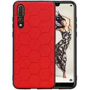 Hexagon Hard Case - Telefoonhoesje - Backcover Hoesje - achterkant hoesje - Geschikt voor Huawei P20 Pro - Rood