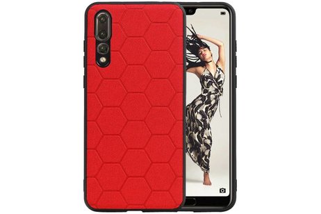 BAOHU Hexagon Hard Case - Telefoonhoesje - Backcover Hoesje - achterkant hoesje - Geschikt voor Huawei P20 Pro - Rood