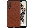 Hexagon Hard Case - Telefoonhoesje - Backcover Hoesje - achterkant hoesje - Geschikt voor Huawei P20 Pro - Bruin