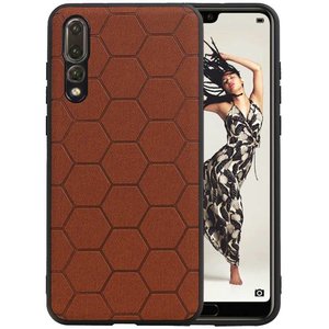 Hexagon Hard Case - Telefoonhoesje - Backcover Hoesje - achterkant hoesje - Geschikt voor Huawei P20 Pro - Bruin