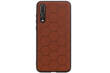 Hexagon Hard Case - Telefoonhoesje - Backcover Hoesje - achterkant hoesje - Geschikt voor Huawei P20 Pro - Bruin