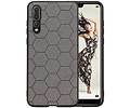 Hexagon Hard Case - Telefoonhoesje - Backcover Hoesje - achterkant hoesje - Geschikt voor Huawei P20 Pro - Grijs