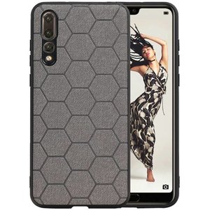 Hexagon Hard Case - Telefoonhoesje - Backcover Hoesje - achterkant hoesje - Geschikt voor Huawei P20 Pro - Grijs