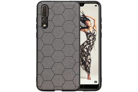 Hexagon Hard Case - Telefoonhoesje - Backcover Hoesje - achterkant hoesje - Geschikt voor Huawei P20 Pro - Grijs