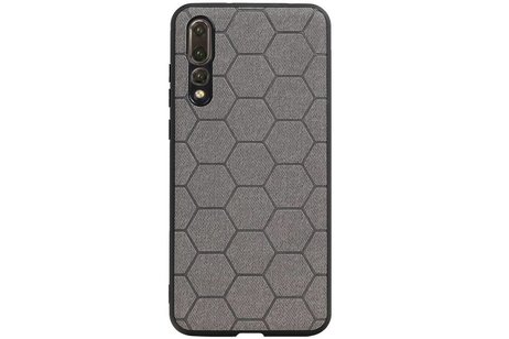 Hexagon Hard Case - Telefoonhoesje - Backcover Hoesje - achterkant hoesje - Geschikt voor Huawei P20 Pro - Grijs