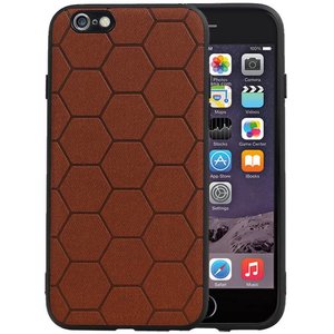 Hexagon Hard Case - Telefoonhoesje - Backcover Hoesje - achterkant hoesje - Geschikt voor iPhone 6 / iPhone 6s - Bruin