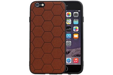 Hexagon Hard Case - Telefoonhoesje - Backcover Hoesje - achterkant hoesje - Geschikt voor iPhone 6 / iPhone 6s - Bruin