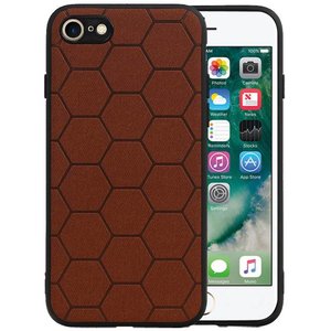 Hexagon Hard Case - Telefoonhoesje - Backcover Hoesje - achterkant hoesje - Geschikt voor iPhone SE 2020 / iPhone 8 / iPhone 7 - Bruin