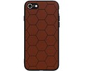 Hexagon Hard Case - Telefoonhoesje - Backcover Hoesje - achterkant hoesje - Geschikt voor iPhone SE 2020 / iPhone 8 / iPhone 7 - Bruin