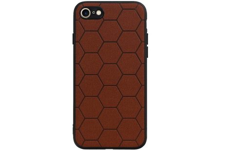 Hexagon Hard Case - Telefoonhoesje - Backcover Hoesje - achterkant hoesje - Geschikt voor iPhone SE 2020 / iPhone 8 / iPhone 7 - Bruin