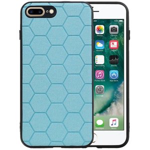 Hexagon Hard Case - Telefoonhoesje - Backcover Hoesje - achterkant hoesje - Geschikt voor iPhone 8 Plus / iPhone 7 Plus - Blauw