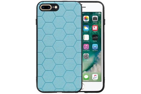 Hexagon Hard Case - Telefoonhoesje - Backcover Hoesje - achterkant hoesje - Geschikt voor iPhone 8 Plus / iPhone 7 Plus - Blauw
