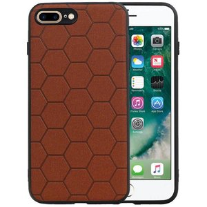 Hexagon Hard Case - Telefoonhoesje - Backcover Hoesje - achterkant hoesje - Geschikt voor iPhone 8 Plus / iPhone 7 Plus - Bruin