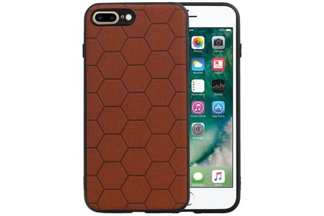 Hexagon Hard Case - Telefoonhoesje - Backcover Hoesje - achterkant hoesje - Geschikt voor iPhone 8 Plus / iPhone 7 Plus - Bruin