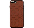 Hexagon Hard Case - Telefoonhoesje - Backcover Hoesje - achterkant hoesje - Geschikt voor iPhone 8 Plus / iPhone 7 Plus - Bruin