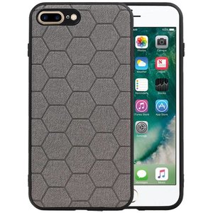 Hexagon Hard Case - Telefoonhoesje - Backcover Hoesje - achterkant hoesje - Geschikt voor iPhone 8 Plus / iPhone 7 Plus - Grijs